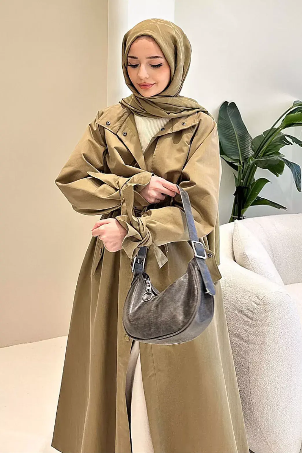 Lyon Beli Büzgülü Trençkot