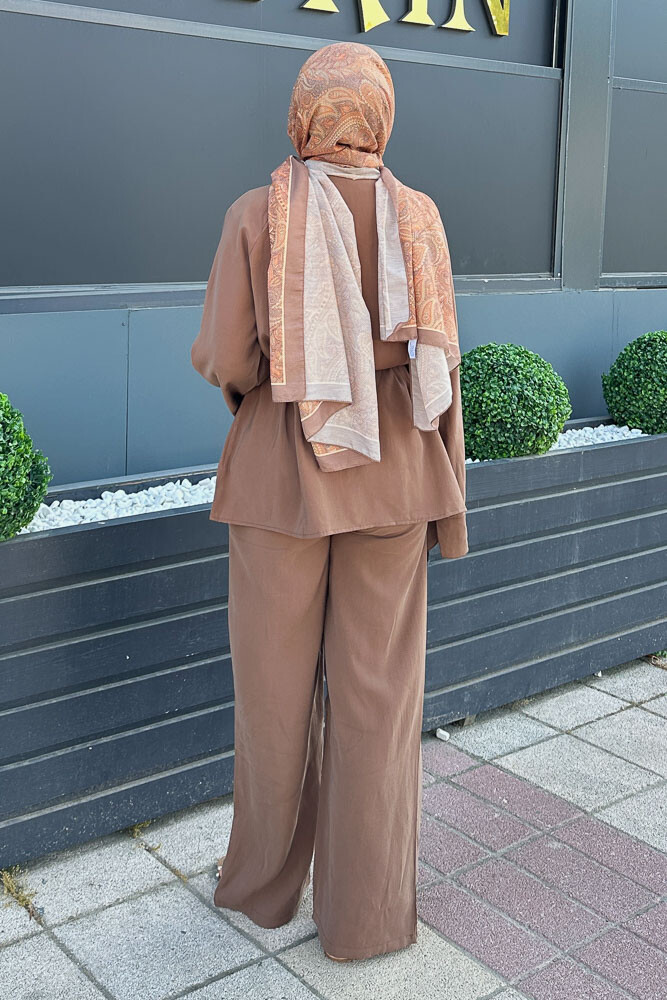 Ajram Fırfırlı Takım - Kahverengi - 8