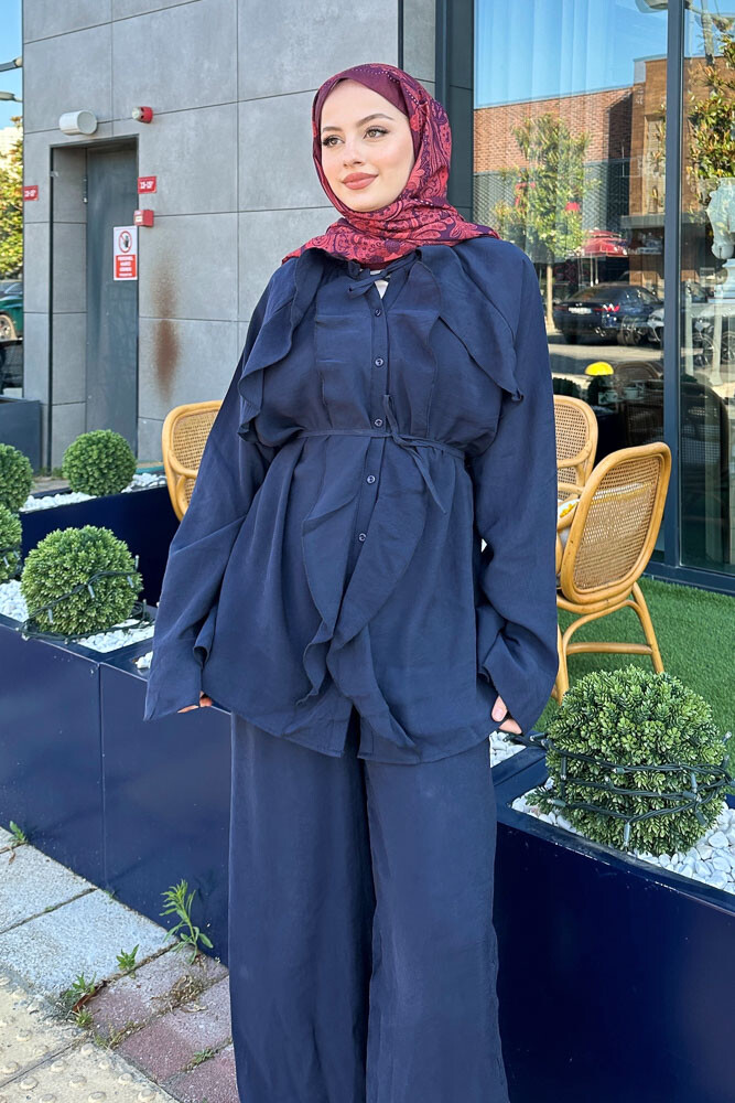 Ajram Fırfırlı Takım - Lacivert - 6
