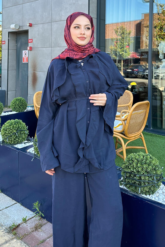 Ajram Fırfırlı Takım - Lacivert - 4
