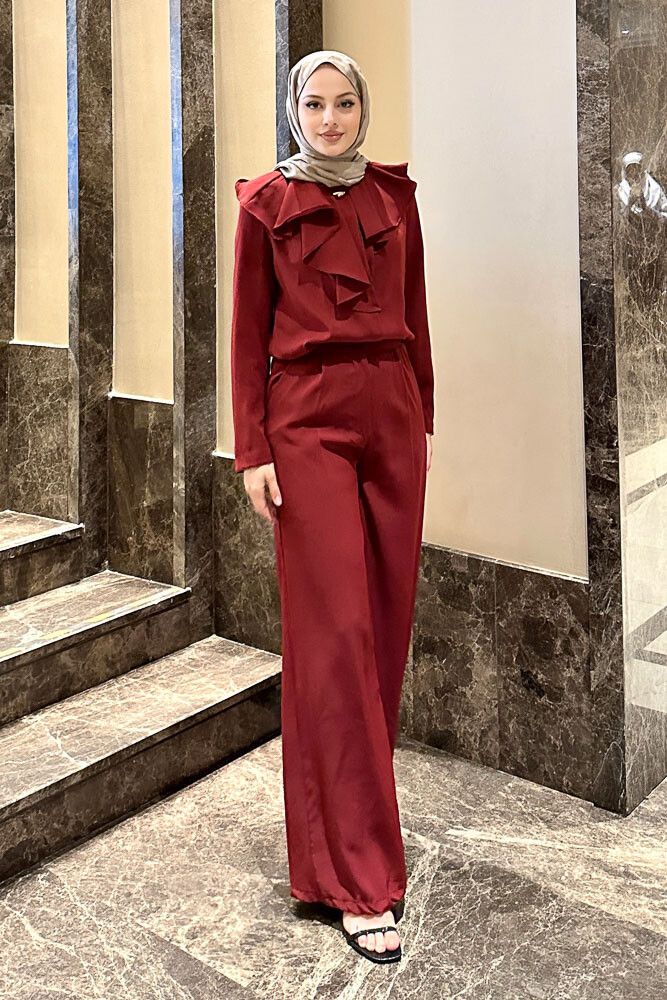 Aller Yakalı Pantolon Takım - Bordo - HENZA (5)