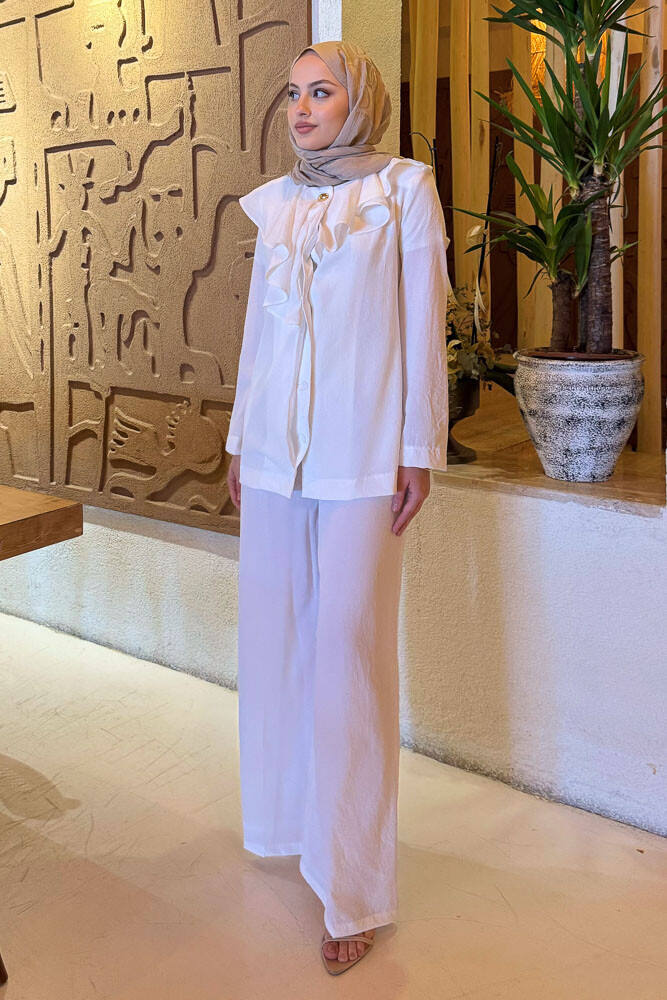 Aller Yakalı Pantolon Takım - Ekru - HENZA (3)