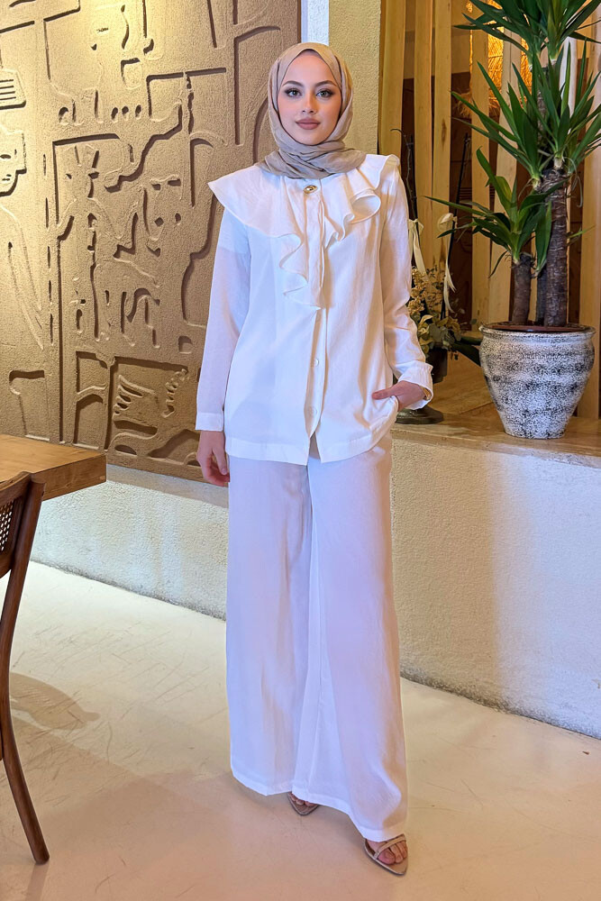 Aller Yakalı Pantolon Takım - Ekru - HENZA (4)