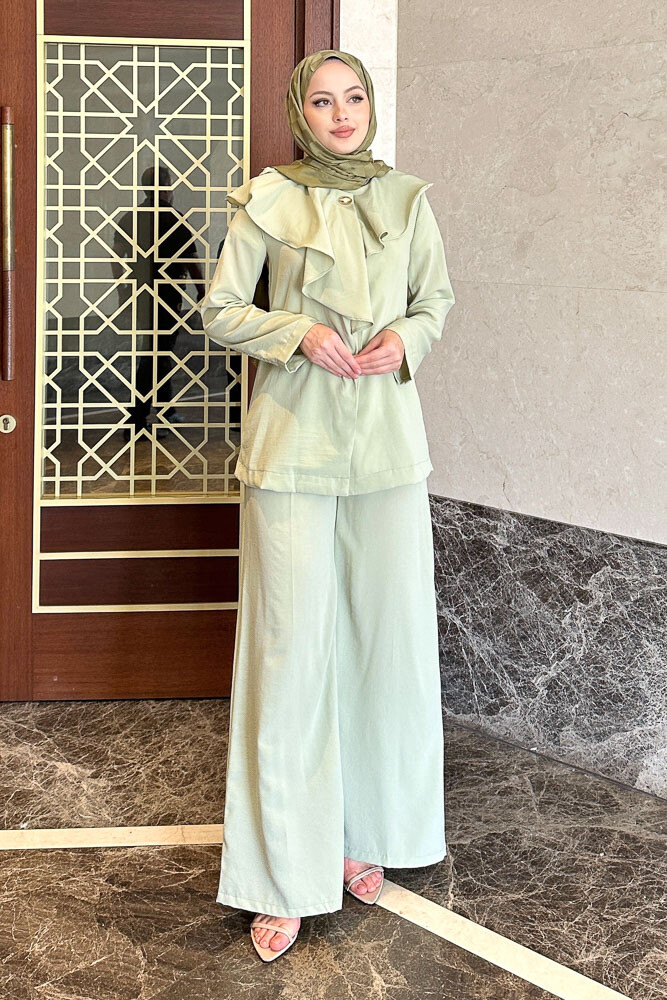 Aller Yakalı Pantolon Takım - Küf Yeşili - HENZA (3)