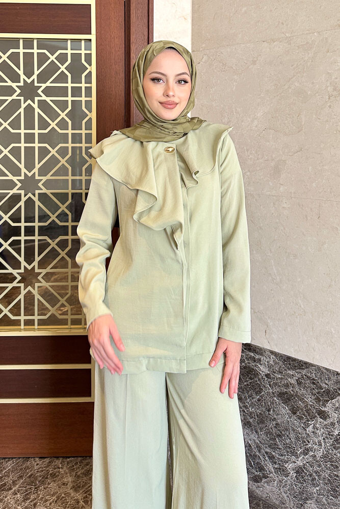 Aller Yakalı Pantolon Takım - Küf Yeşili - 5
