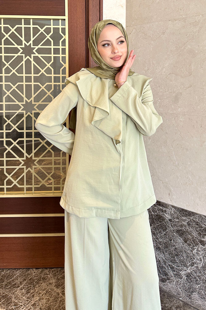 Aller Yakalı Pantolon Takım - Küf Yeşili - HENZA (2)