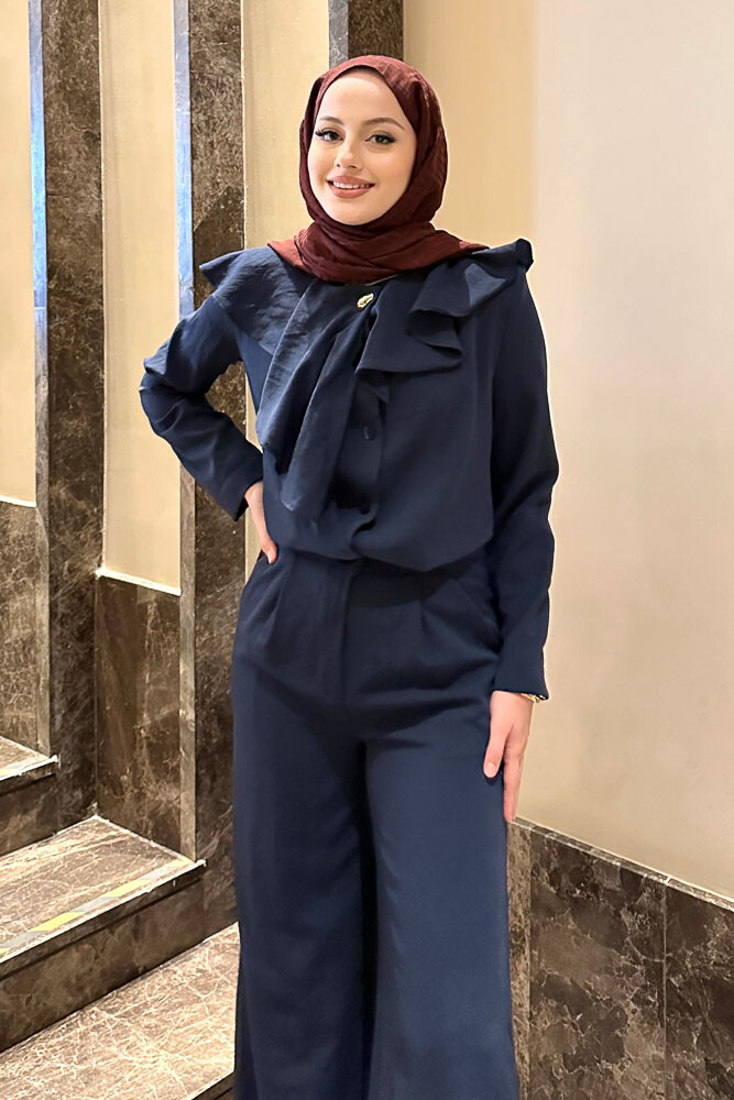 Aller Yakalı Pantolon Takım - Lacivert - 7