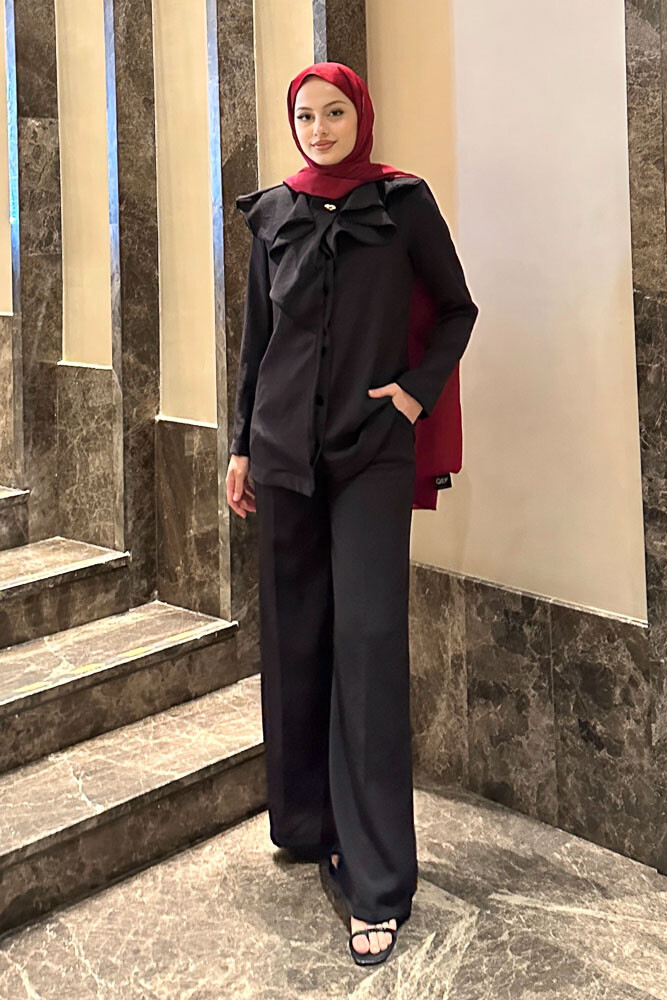 Aller Yakalı Pantolon Takım - Siyah 