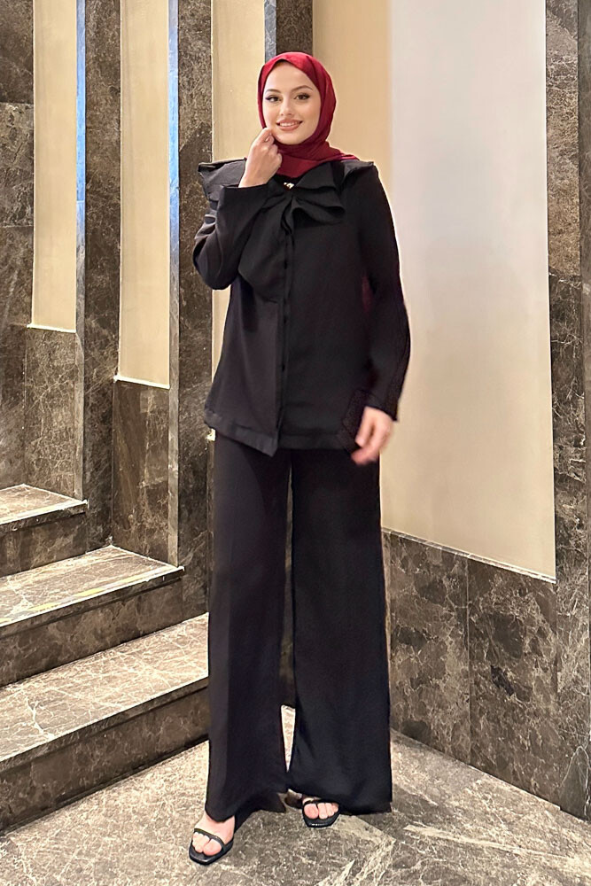 Aller Yakalı Pantolon Takım - Siyah - HENZA (4)