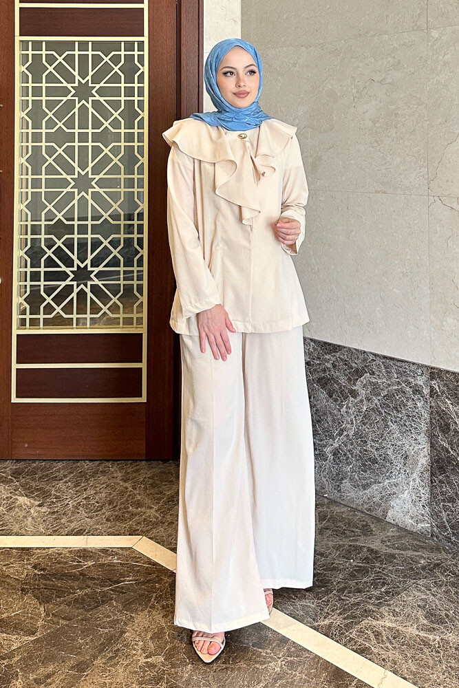 Aller Yakalı Pantolon Takım - Taş Rengi - 7