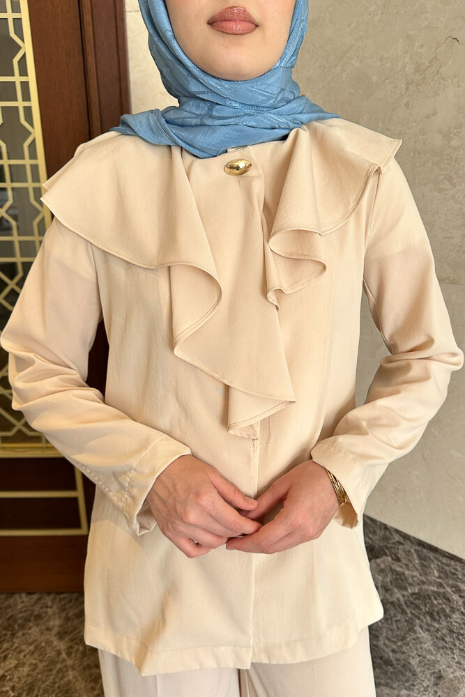 Aller Yakalı Pantolon Takım - Taş Rengi - HENZA (4)