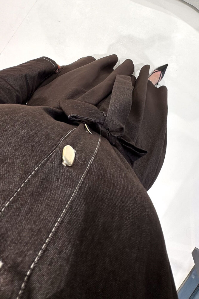 Alvera Mendil Yaka Kemerli Elbise - Kahverengi - 8