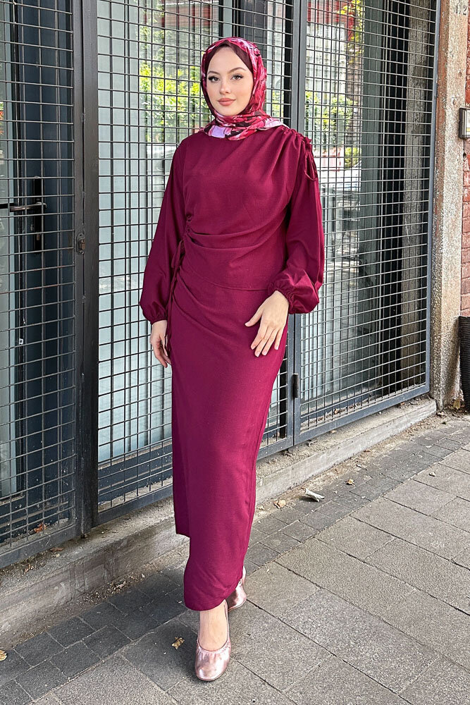 Alya Anvelop Etek Takıım - Bordo - 5
