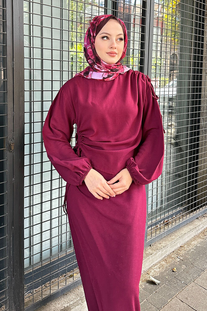 Alya Anvelop Etek Takıım - Bordo - 2
