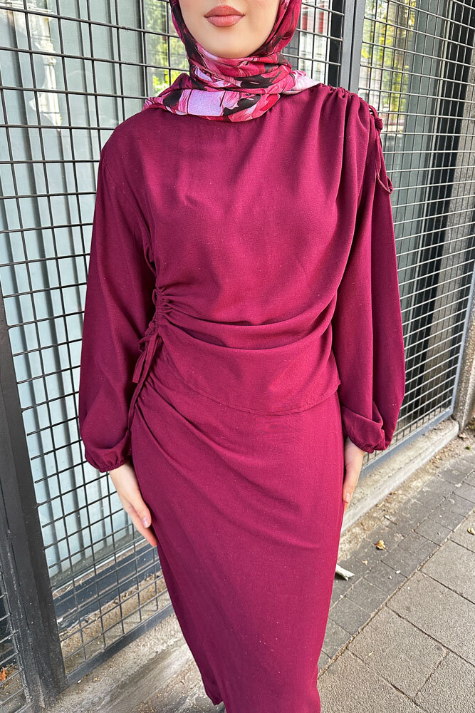 Alya Anvelop Etek Takıım - Bordo - 7