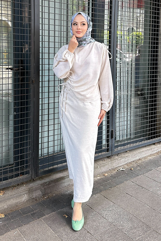 Alya Anvelop Etek Takıım - Taş Rengi 