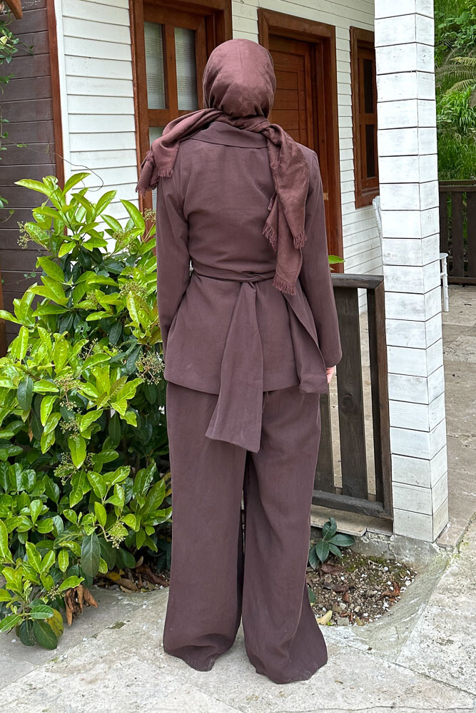 Amara Belden Bağlamalı Takım - Kahverengi - 8