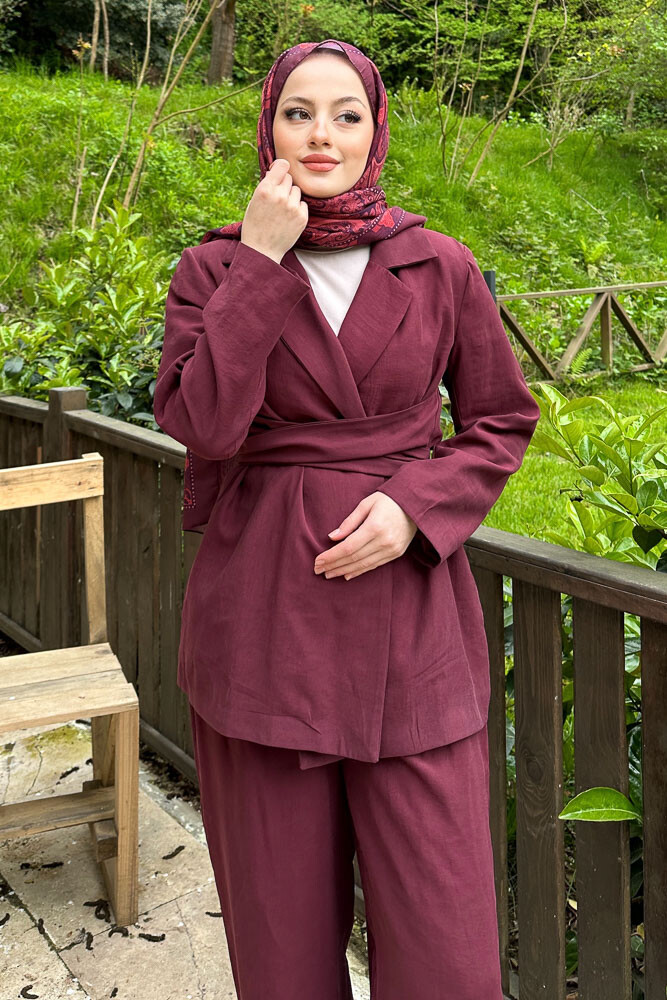 Amara Belden Bağlamalı Takım - Mürdüm - 5