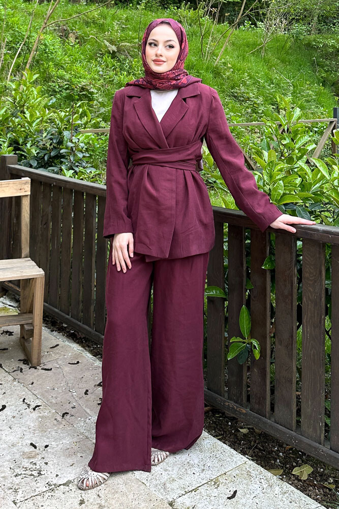 Amara Belden Bağlamalı Takım - Mürdüm - 1