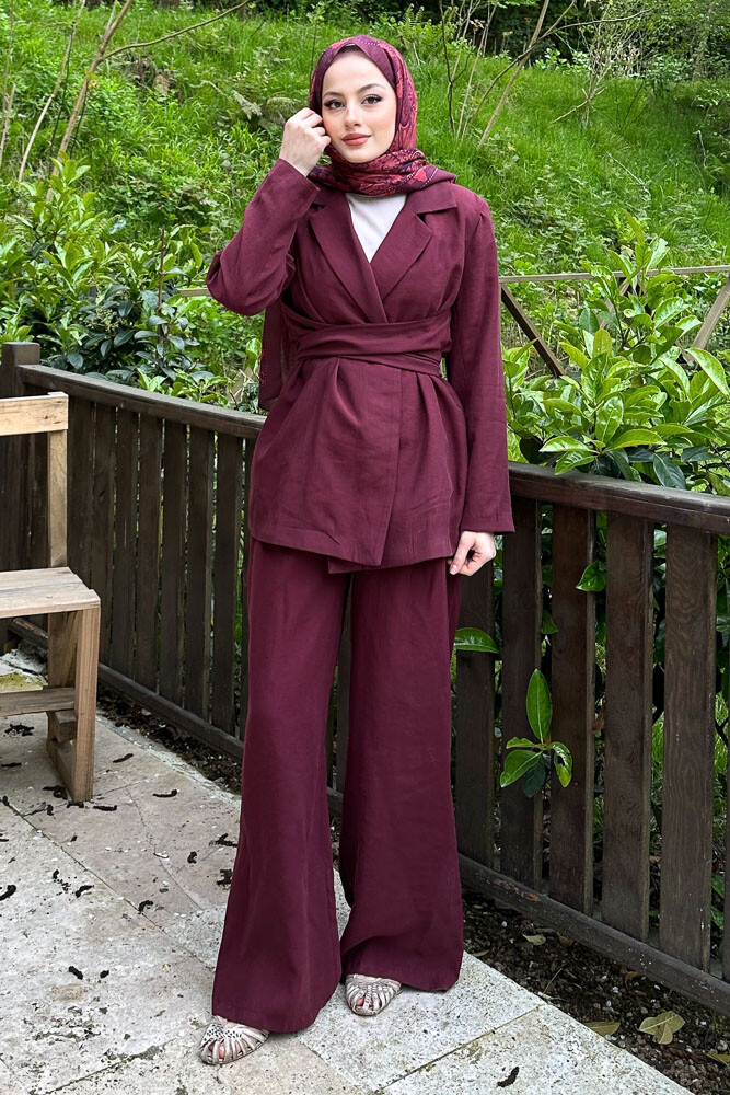 Amara Belden Bağlamalı Takım - Mürdüm - 4