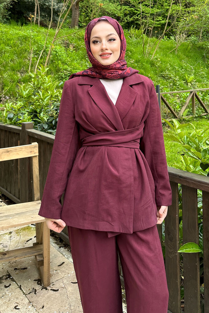 Amara Belden Bağlamalı Takım - Mürdüm - 8