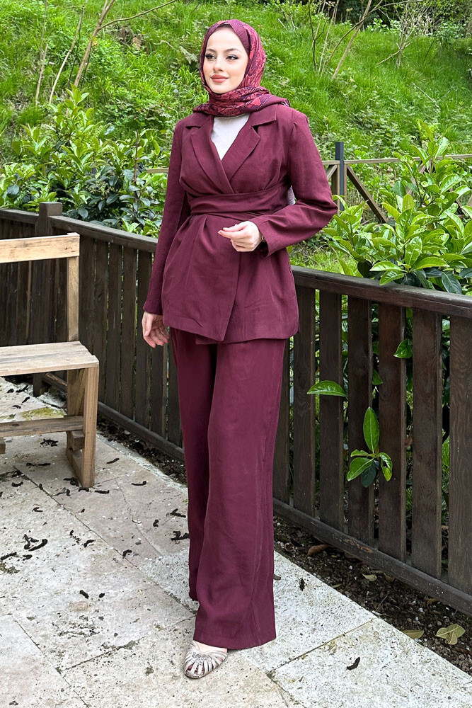 Amara Belden Bağlamalı Takım - Mürdüm - 3