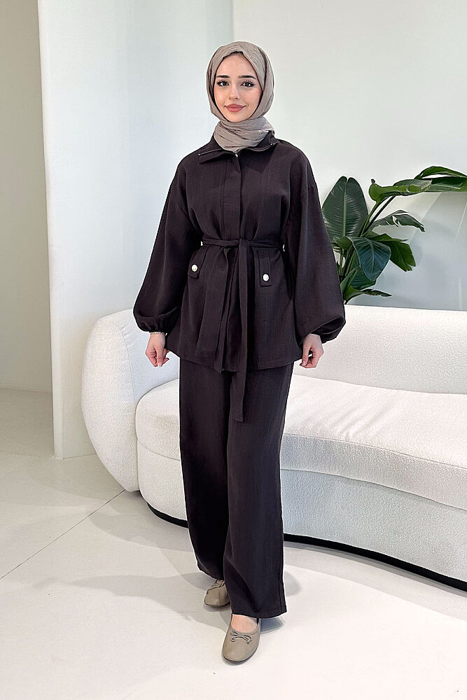 Amelia Fermuarlı Modal Takım - Kahverengi - ENMA (3)