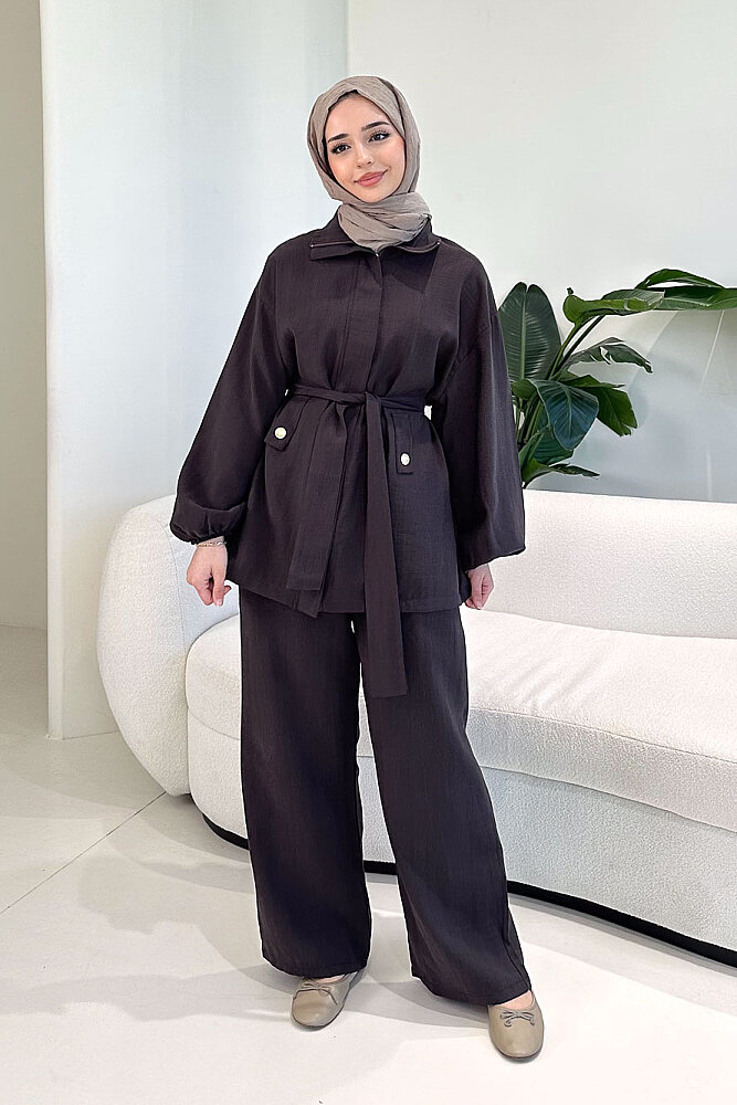 Amelia Fermuarlı Modal Takım - Kahverengi - 6