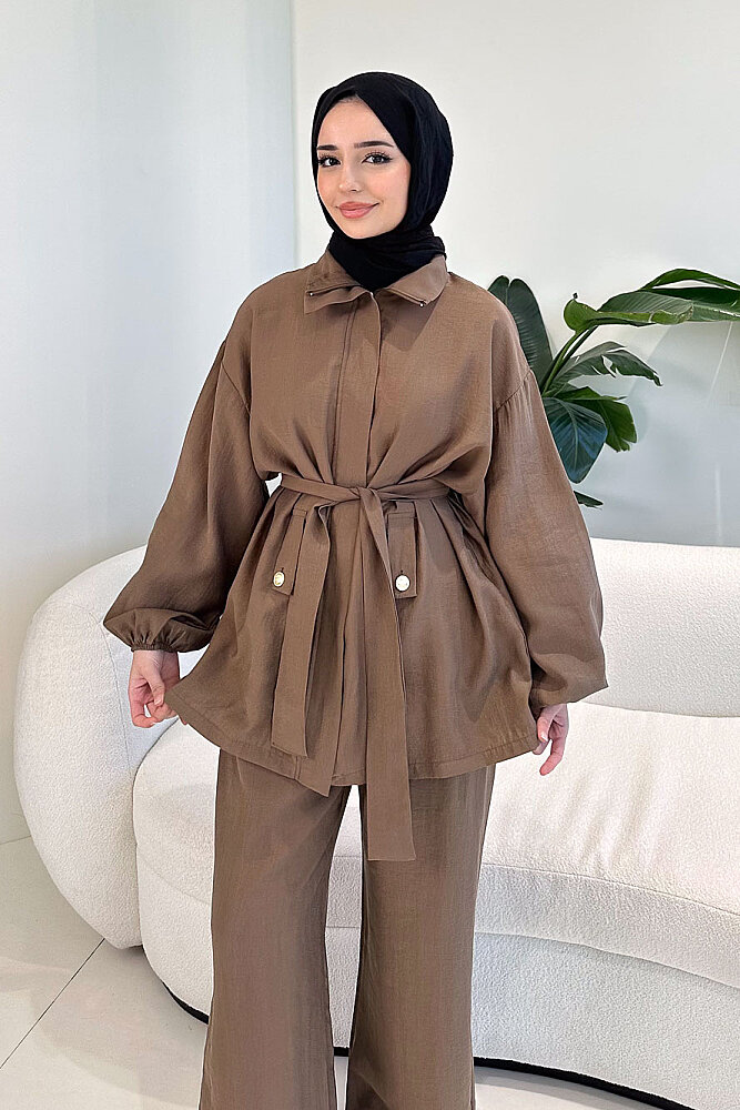 Amelia Fermuarlı Modal Takım - Vizon - 7