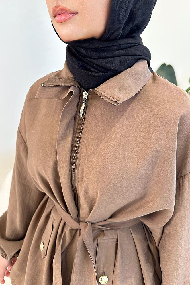 Amelia Fermuarlı Modal Takım - Vizon - 2