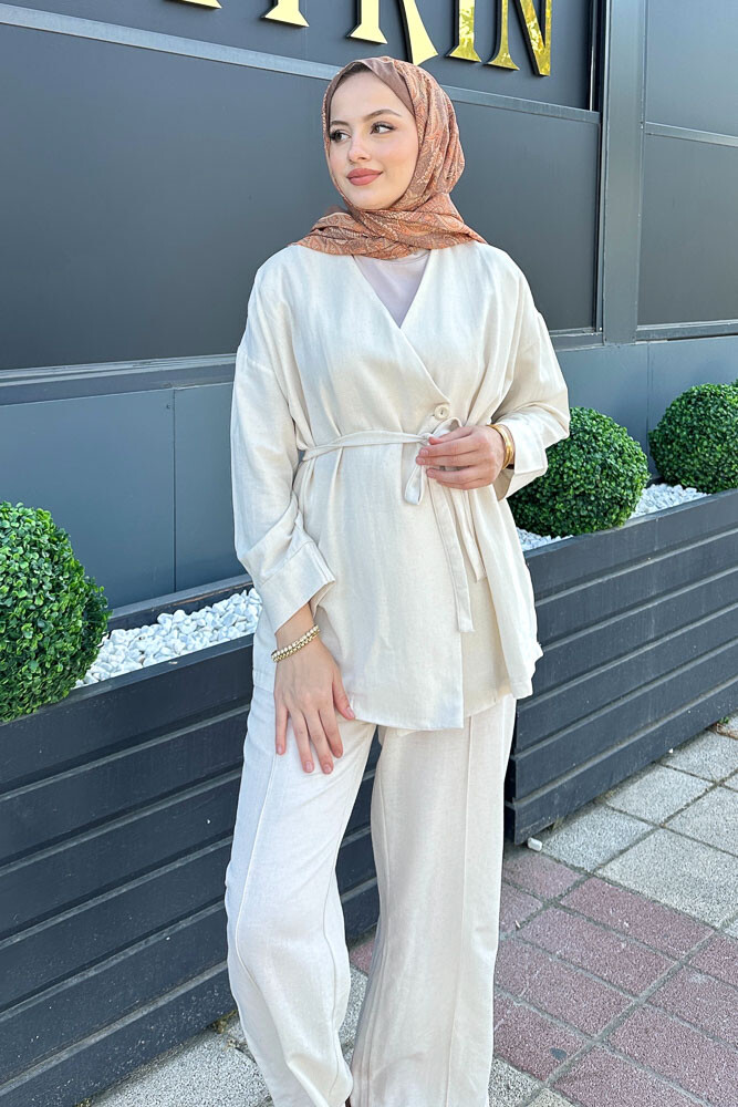 Anastasia Keten Takım - Bej - 5