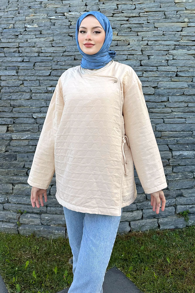 Anvelop Bağlamalı Ceket - Bej - ENMA (1)