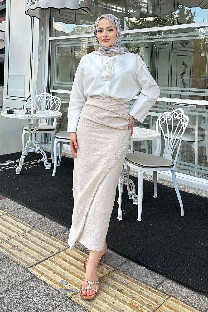 Anvelop Keten Etek - Taş Rengi - HENZA (2)