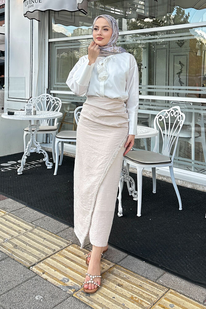 Anvelop Keten Etek - Taş Rengi - HENZA (4)