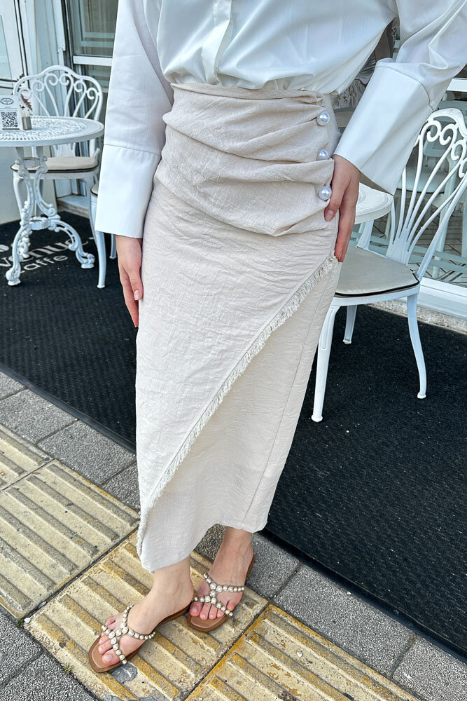 Anvelop Keten Etek - Taş Rengi - HENZA (0)