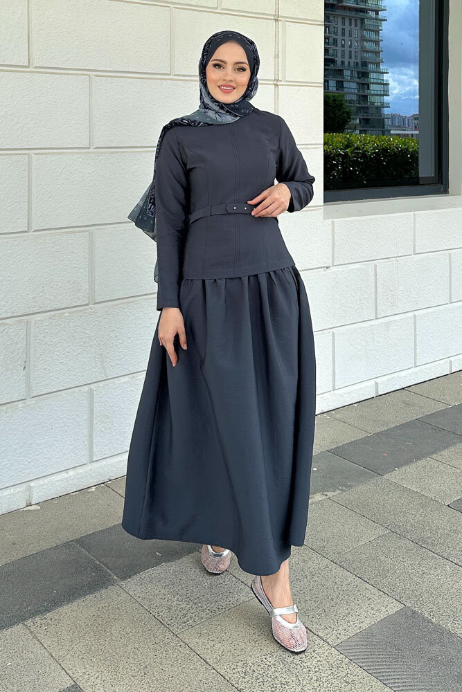 Aria Kemerli Elbise - İndigo - HEWES (3)