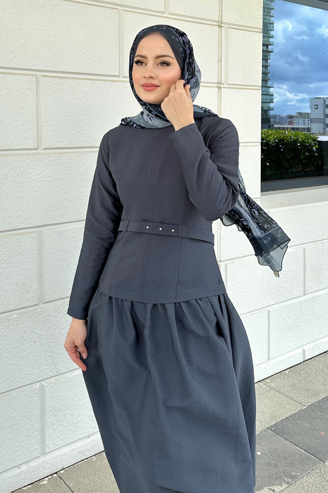 Aria Kemerli Elbise - İndigo - HEWES (1)