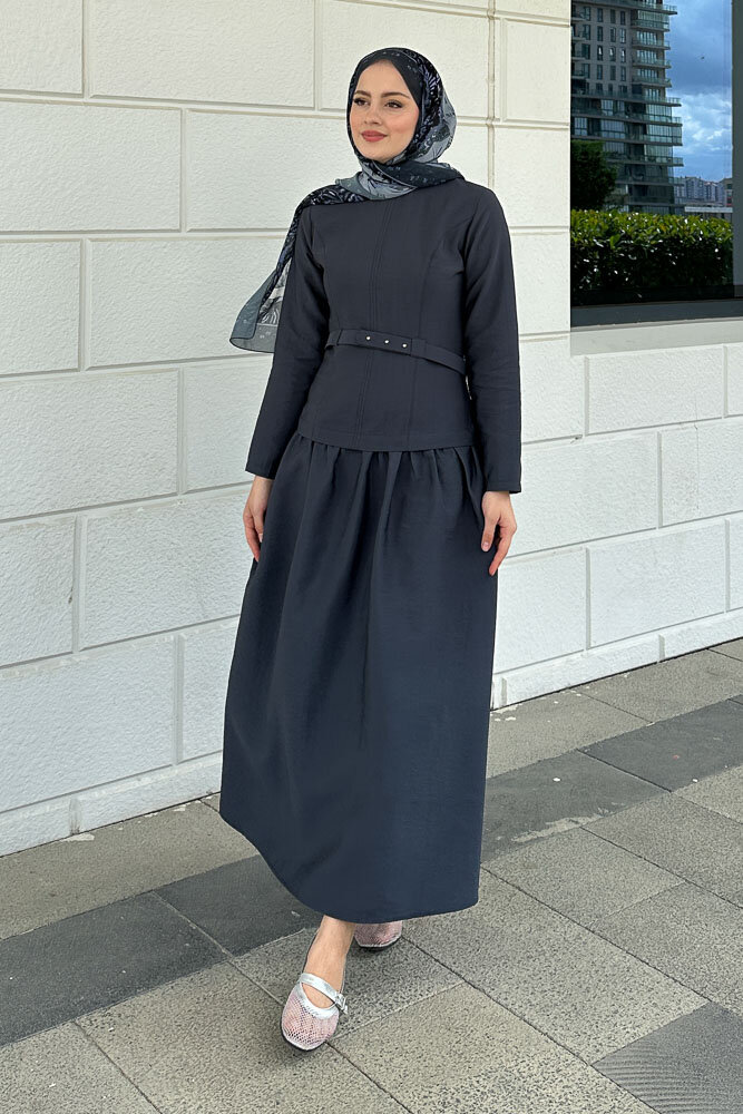 Aria Kemerli Elbise - İndigo - HEWES (2)