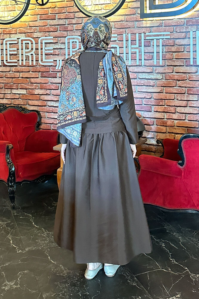 Aria Kemerli Elbise - Kahverengi - 7