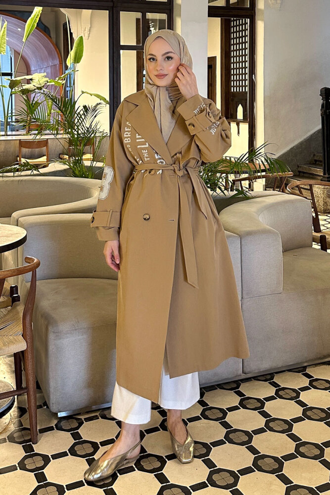 Zayne Kol Kemerli Trençkot - Camel - PUANE (1)