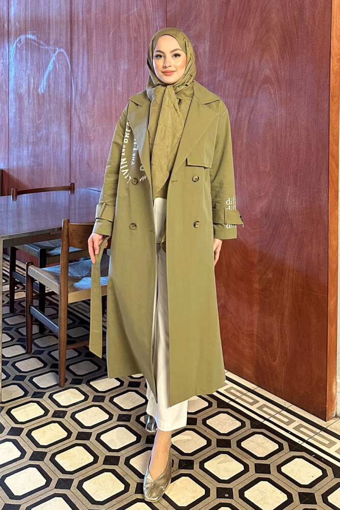 Zayne Kol Kemerli Trençkot - Haki 