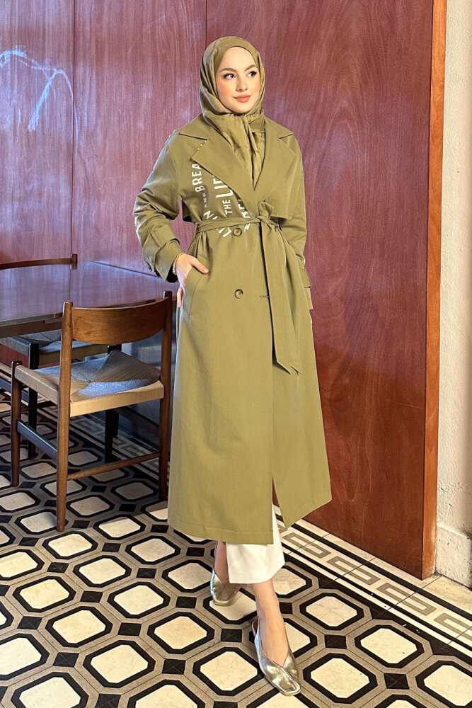 Zayne Kol Kemerli Trençkot - Haki - PUANE (1)