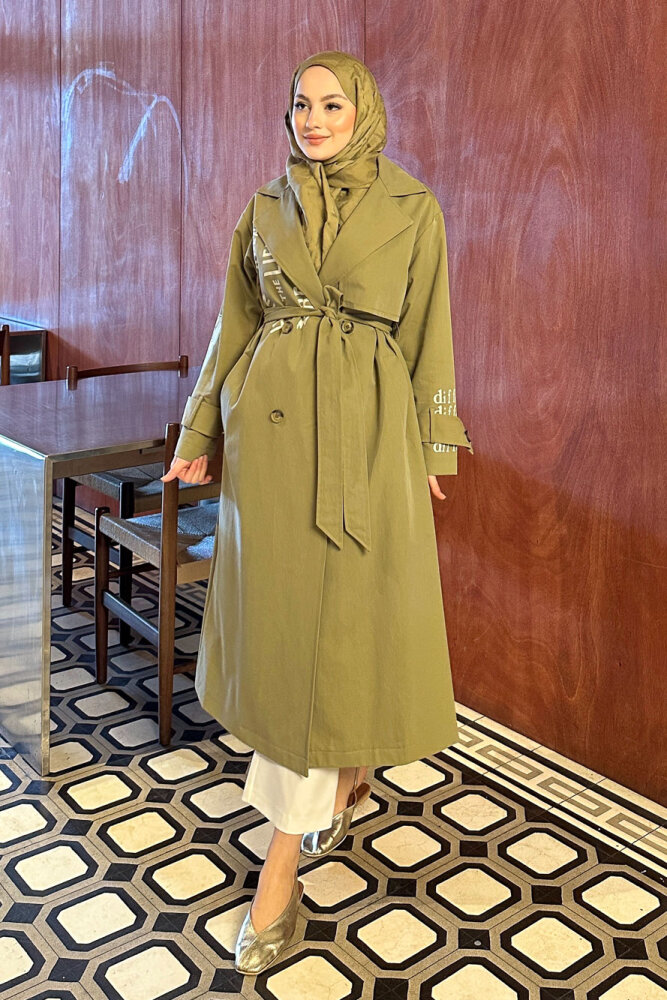 Zayne Kol Kemerli Trençkot - Haki - PUANE (4)