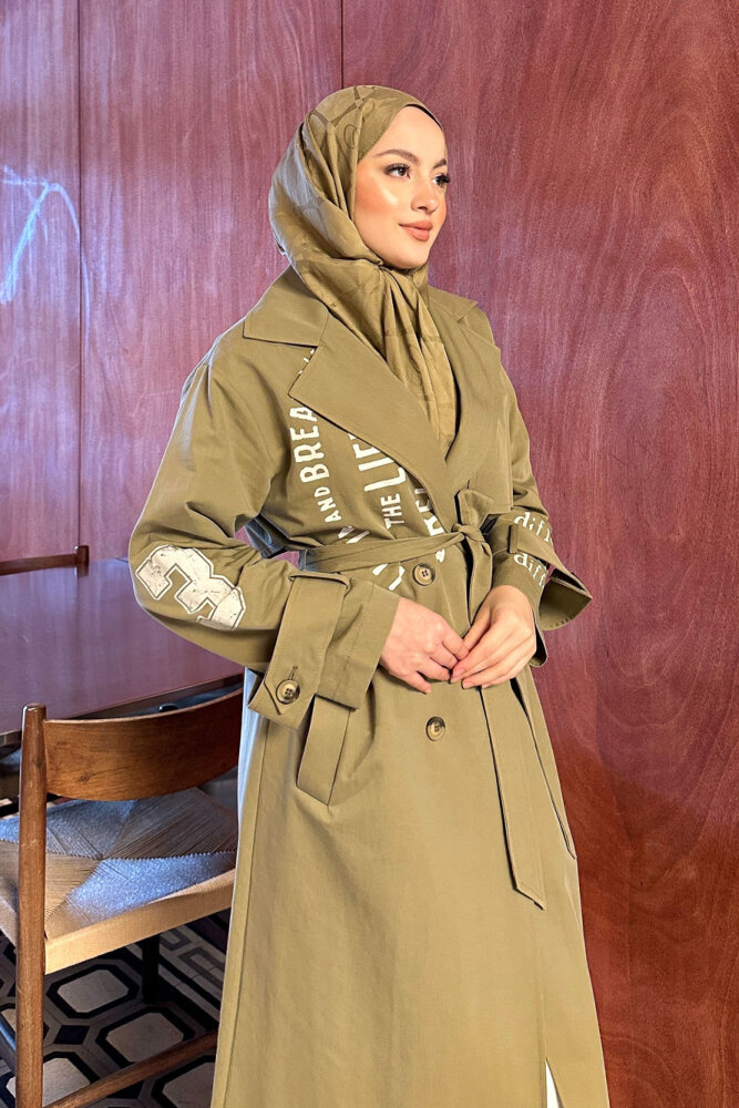 Zayne Kol Kemerli Trençkot - Haki - PUANE (2)