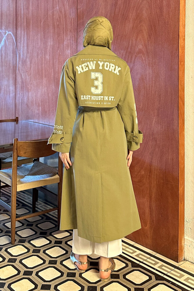 Zayne Kol Kemerli Trençkot - Haki - 4