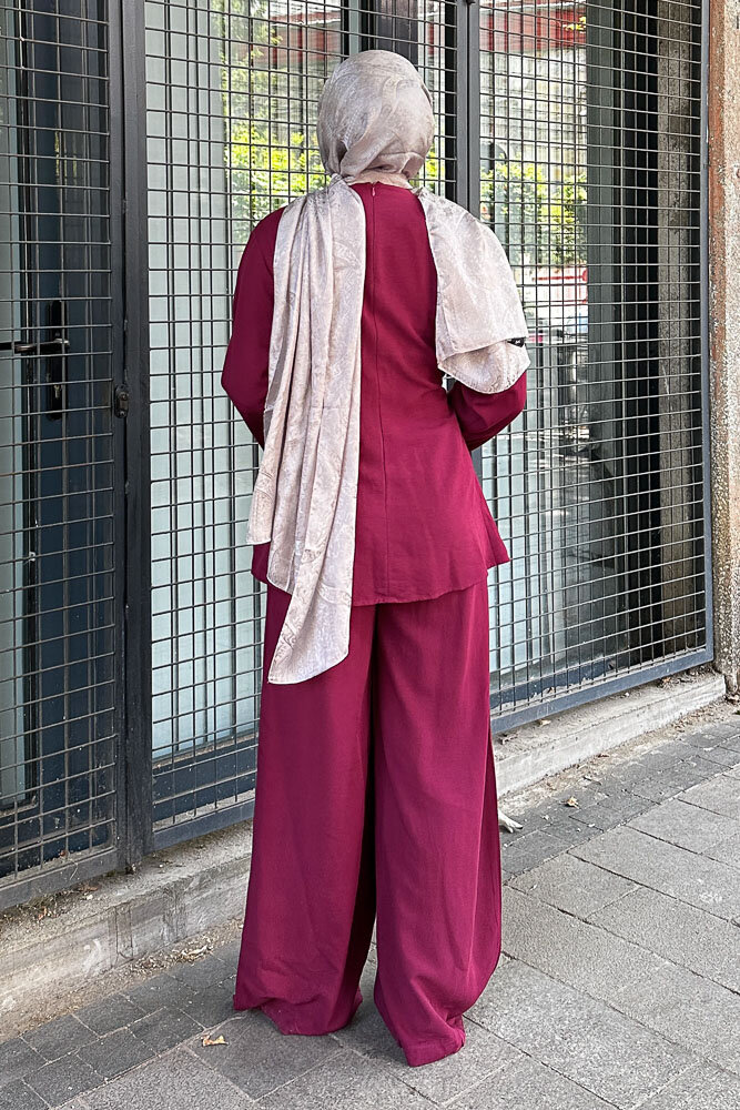 Arin Kemer Detaylı Takım - Bordo - 8