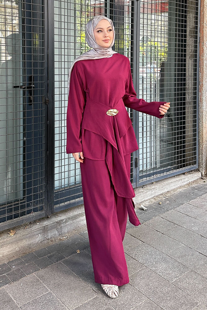 Arin Kemer Detaylı Takım - Bordo - 3