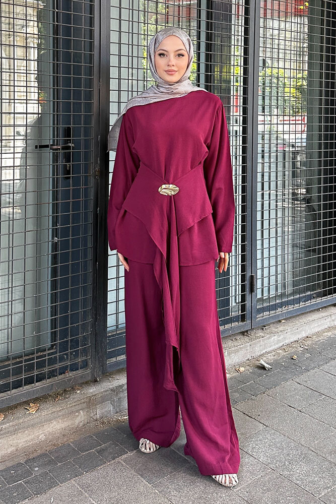 Arin Kemer Detaylı Takım - Bordo - 1