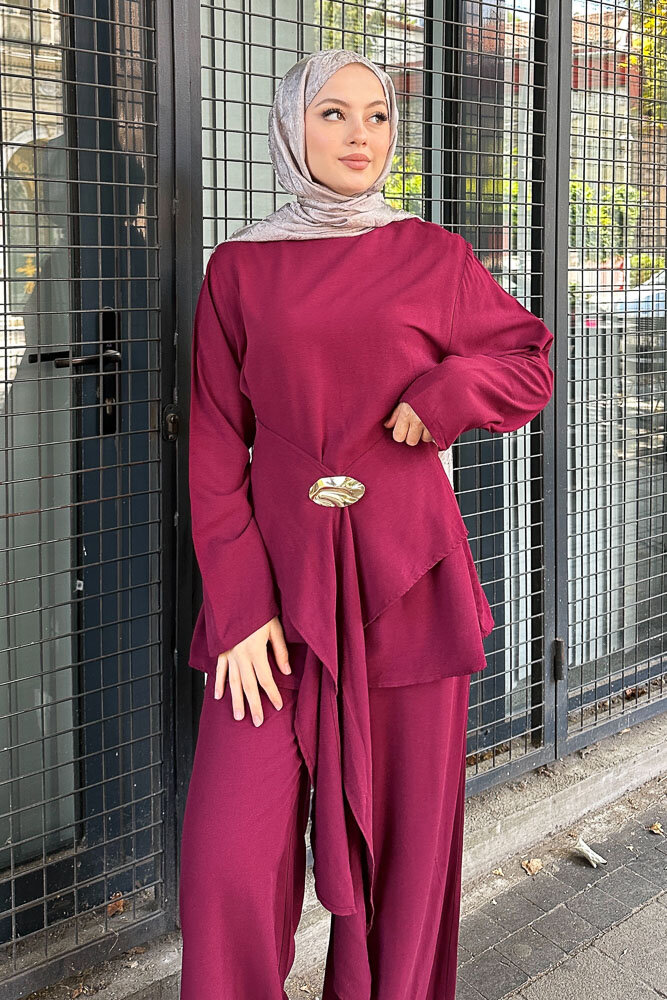 Arin Kemer Detaylı Takım - Bordo - 2