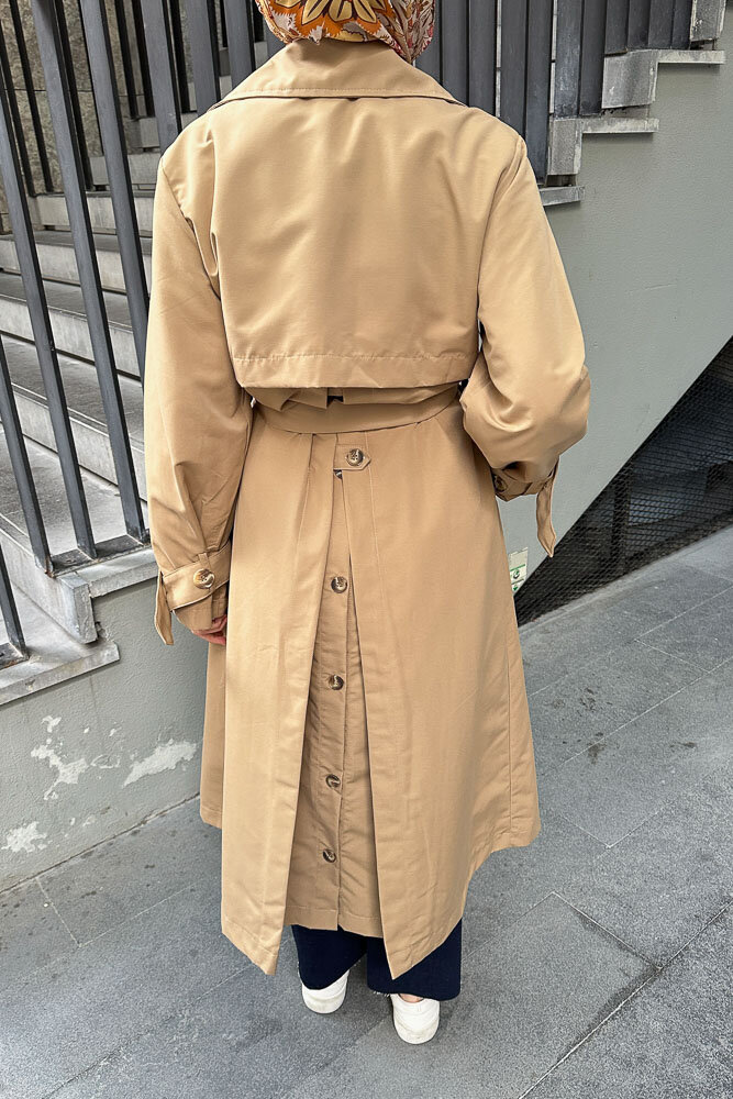 Arka Pile Detaylı Trençkot - Camel - 2